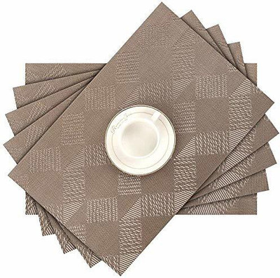 Lucacci Rectangular Pack of 8 Table Placemat(Brown, PVC)