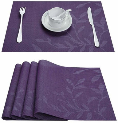 Lucacci Rectangular Pack of 4 Table Placemat(Purple, PVC)