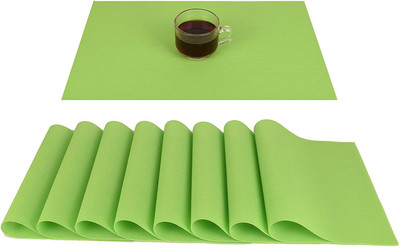 Lucacci Rectangular Pack of 8 Table Placemat(Light Green, PVC)