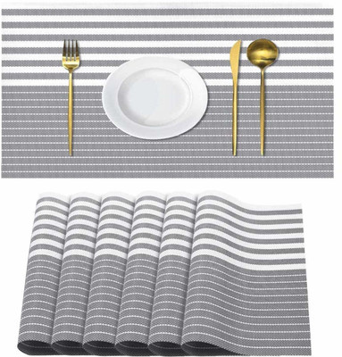 Lucacci Rectangular Pack of 6 Table Placemat(Grey, PVC)