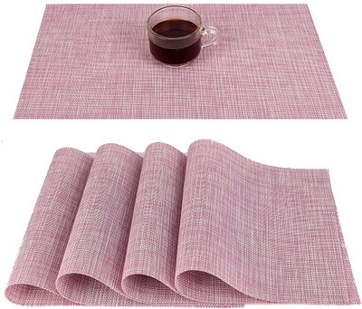 Lucacci Rectangular Pack of 4 Table Placemat(Purple, PVC)
