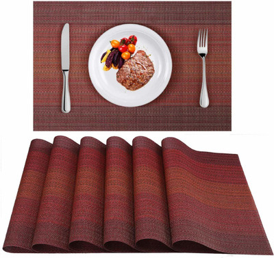 Lucacci Rectangular Pack of 6 Table Placemat(Red, PVC)