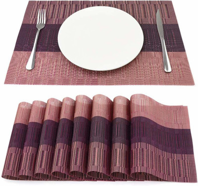 UniKart Rectangular Pack of 8 Table Placemat(Peach, PVC)