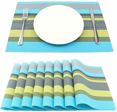 Lucacci Rectangular Pack of 8 Table Placemat(Blue, PVC)