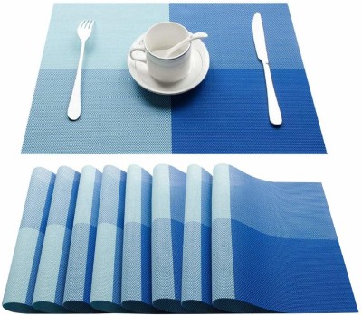 Lucacci Rectangular Pack of 8 Table Placemat(Blue, PVC)