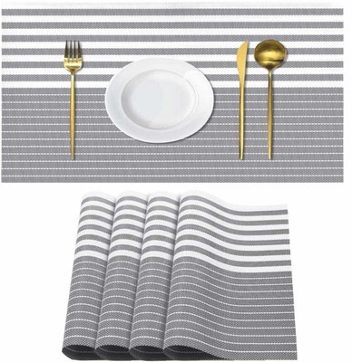 Lucacci Rectangular Pack of 4 Table Placemat(Grey, PVC)