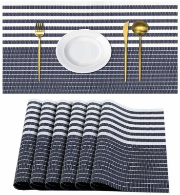 Lucacci Rectangular Pack of 6 Table Placemat(Dark Blue, PVC)