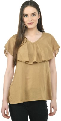 Maahi Casual Sleeveless Solid Women Beige Top