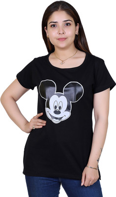 Ogarti Casual Short Sleeve Printed Women Black Top