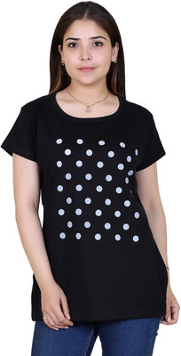 Ogarti Casual Short Sleeve Printed Women Black Top