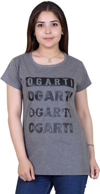 Ogarti Casual Short Sleeve Printed Women Grey Top