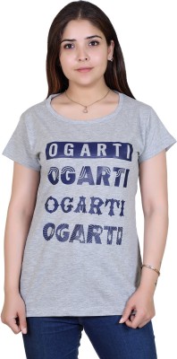 Ogarti Casual Short Sleeve Printed Women Grey Top