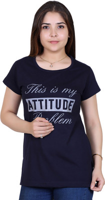 Ogarti Casual Short Sleeve Printed Women Dark Blue Top
