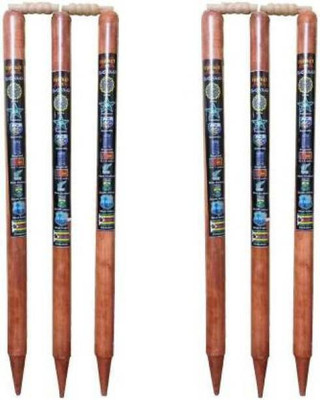 OPSON 6 NATURAL WOODEN STUMPS 4 BAILS(Beige)