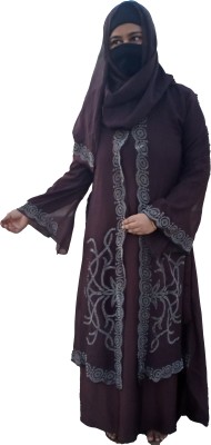 ZUZUU Polyester Burqa With Hijab(Brown)