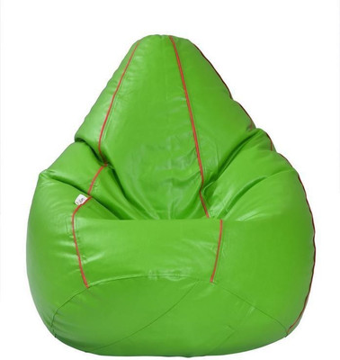 Sattva XXL Classic Neon Green with Pink Piping Teardrop Bean Bag  With Bean Filling(Green)