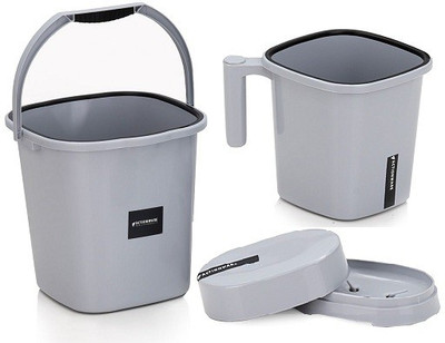 YASHODEEP PLASTIC Bathroom Set Combo With UNBREAKABLE 25 L Bucket and Mug 1.5 L and Shop cash 25 L Polypropylene Bucket(Grey)