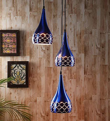 CARSTEN CARS-CLUSTER HANGING BALLOON CUTTING BLUE THAALI Cluster Pendant Light/Cluster Hanging Light/Cluster Ceiling Light for Restaurant, Bedroom, Living Room and Home Decor Chandelier Ceiling Lamp(Blue)