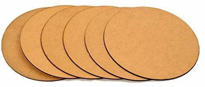 DI-KRAFT Round Reversible Medium Density Fibreboard Coaster Set(Pack of 6)