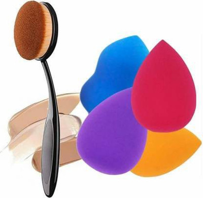 DATNASAYAD Foundation brush with 4 pc blender puff(5 Items in the set)