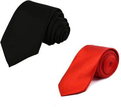 Qitty Satin Cufflink & Tie Pin Set(Black, Red)