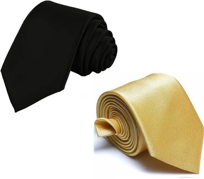 Qitty Satin Cufflink & Tie Pin Set(Black, Gold)