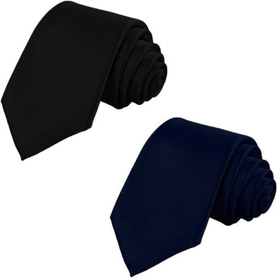 Qitty Satin Cufflink & Tie Pin Set(Black, Blue)