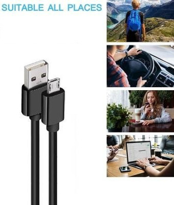Jics Micro USB Cable 2 A 1 m SUPER QUALITY : Fast Charging(2.4A) + Data Transfer(480 MBPS) 2.4 A 1 m Micro USB Cable (BLACK)(Compatible with Gaming Console, Computer, Mobile, Tablet, Black, One Cable)
