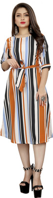 tanvi creation Women A-line Multicolor Knee Length Dress