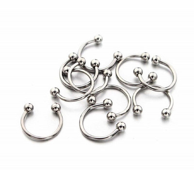GadgetsDen 16g ~10mm Horseshoe Circular Piercing Eyebrow Septum belly lip earring-10Pieces Stainless Steel Huggie Earring