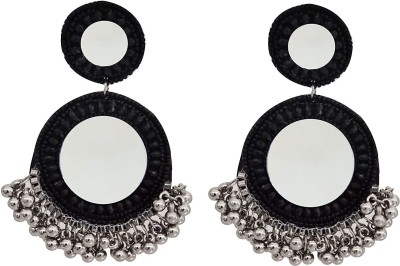 Happy Stoning Happy Stoning Latest Style designer Mirror Fabric Earrings Metal, Fabric Chandbali Earring