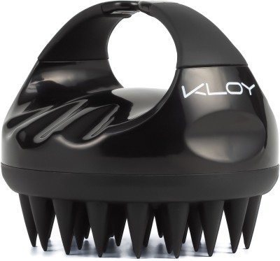 KLOY Hair Scalp Massager Exfoliator Shampoo Brush with Soft Silicone Bristles Anti Dandruff- Black