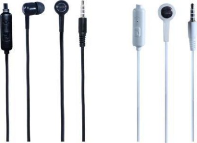 Meyaar 2 Pack SPN Sound Metal Earbuds Headset with Mic For Smartphones Wired Gaming Headset(SPN, In-Ear pack of 2 Headphones, Black & White, In the Ear)