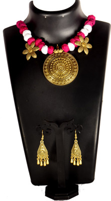 DOM Oxidised Silver Gold-plated Multicolor Jewellery Set(Pack of 1)