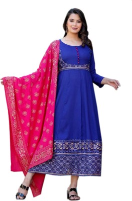 OM RADHE COLLECTION Anarkali Gown(Blue)