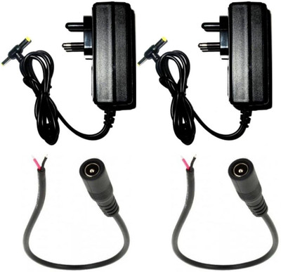 TechSupreme Pack Of 2 12V 2A Power Adaptor, Power Supply Ac Input 100-240V Dc Output 12Volt 2Amps Worldwide Adaptor & Female power connector plug jack 120 W Adapter(Power Cord Included)