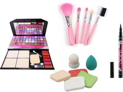 Pro Tya Fashion 590 makeup kit + 6 pc makeup puff + 5pc makeup brush + yanqina eyeliner Flipkart