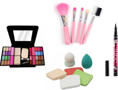 Pro Tya Fashion Makeup 6154 kit + 5 pc makeup brush + 6 pc puff set + yanqina Flipkart