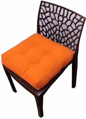 VG MATTRESS Cotton Solid Chair Pad Pack of 1(Orange)