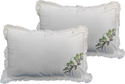 NIVEDHA MATTRESS Cotton Floral Sleeping Pillow Pack of 2(White)