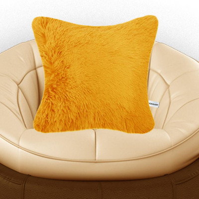 PriMaryHoMe Microfibre Solid Cushion Pack of 1(Gold)