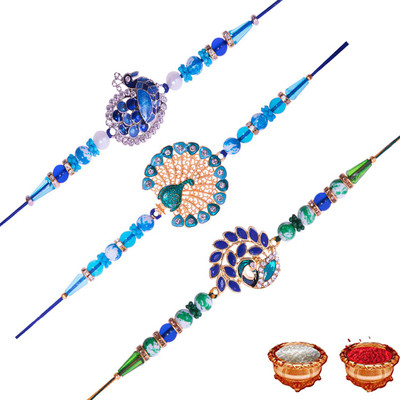 KAMAKSHI DESIGNER Designer 2 Mauli Thread Rakhi, Chawal Roli Pack  Set(2)