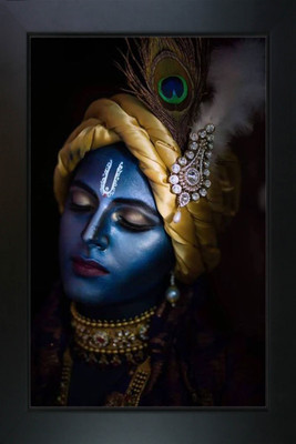 RV SALES Krishna Photo Frame with Nice Painting for Wall Hanging and Pooja Room Religious Frame