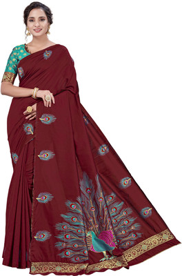 Sariya Woven, Embellished Daily Wear Silk Blend, Jacquard Saree(Maroon)