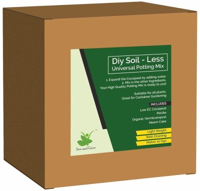 Sow and Grow Soil-Less Potting Mix with Cocopeat, Organic Fertilizer Vermicomposting, Perlite and Neem Cake Universal Mix for All Plants Makes Potting Mixture(12 kg, Cake)