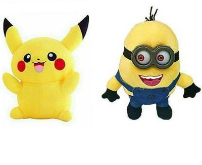 Saubhagye soft toy minion-20cm and Pikachu - 32 cm (Multicolor) - 20 cm (Yellow & Blue)  - 32 cm(Multicolor)