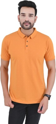 Arbour Printed Men Polo Neck Yellow T-Shirt