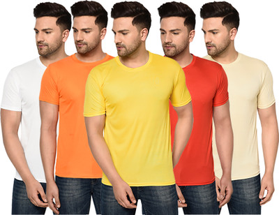 Galatea Solid Men Round Neck Multicolor T-Shirt