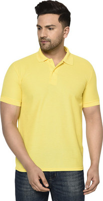 Galatea Solid Men Polo Neck Yellow T-Shirt