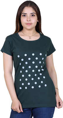Ogarti Casual Polka Print Women Green Top